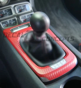 2010-2015 Camaro RED Carbon Fiber Shifter Bezel Accent Decal Wrap AUTO TRANS - Picture 1 of 3