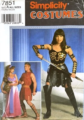 1990's Simplicity Adult Costume Xena Gladiator  Pattern 7851 Size 6-20 UNCUT - Image 1 of 2