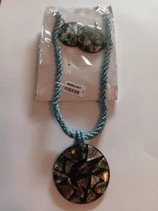 Bali Legacy Collection Abalone conchiglia e perline di semi. Orecchini e Collana - Foto 1 di 2