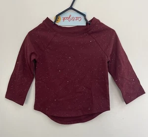 Cat & Jack Toddler Girls Sparkly Lightweight Long Sleeve Shirt Maroon Various Sz - Picture 1 of 3