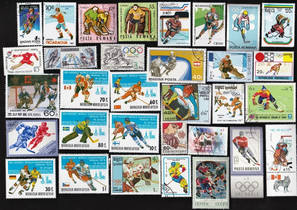 50 All Different ICE HOCKEY ON   STAMPS - Image 1 of 2