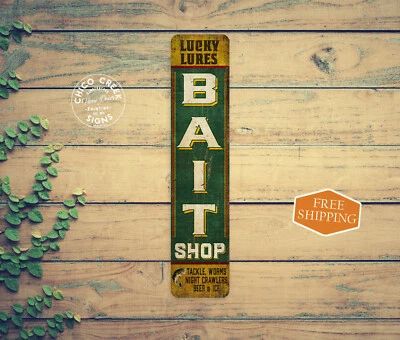 CHICO CREEK SIGNS Bait Tackle Shop Sign Fishing Country Decor Hunting Dad Gift 4x18 104182001034