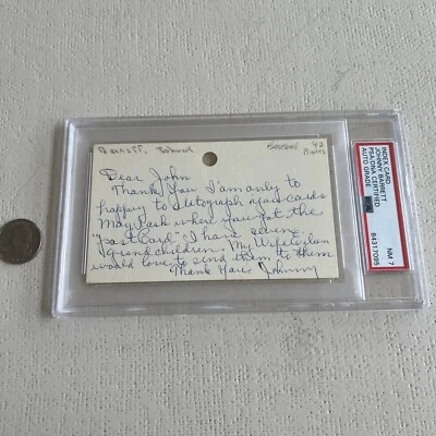 Johnny Barrett Signed Index Card Letter 3x5 PSA Slabbed Graded Pirates Braves - Image 1 of 2