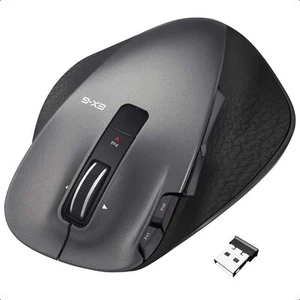 ELECOM M-XGL20DLBK EX-G Ultimate 2.4GHz Wireless Laser Mouse L-Size From Japan - Picture 1 of 9