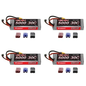 Venom 30C 2S 5000mAh 7,4V Sport Power LiPo BRÜLLEN mit UNI Stecker x4 Packungen - Bild 1 von 3
