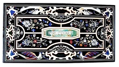 Marble Dining Table Set Gemstone Pietradura With Mosaic Inlaid Decoration H4016 - Image 1 of 4