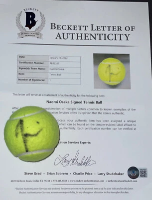 Pelota de tenis firmada autografiada por Naomi Osaka "Grand Slam Champion" BAS Beckett LOA Foto 1 de 4