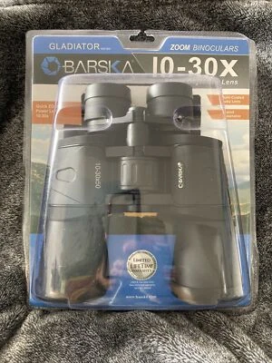 BARSKA BINOCULARS GLADIATOR 10-30X AB10169 QUICK ZOOM MULTI-COATED RUBY LENS NEW - Image 1 of 4