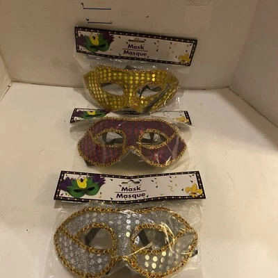 Mardi Gras Mask For carnival’s Masquerade Halloween Party 3 Brand New Mask - Image 1 of 4
