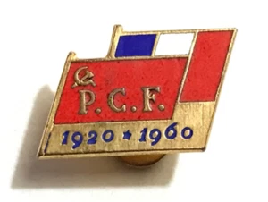 FRANCE PCF 1920-1960 40th Anniversary Pinback Badge French Communist Party! Flag - Picture 1 of 5