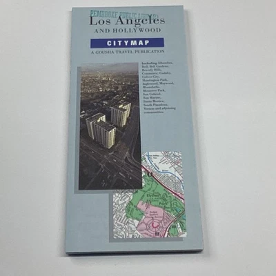 H.M. Gousha Los Angeles Hollywood City Map Folded Travel Map - Imagen 1 de 2