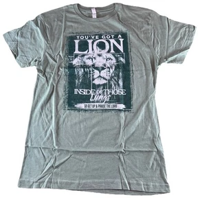 Love in Faith Green Lion T-Shirt, Unisex Medium Christian, super weich NEU - Bild 1 von 2