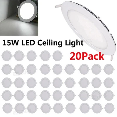 Paquete de 20 luces de techo LED empotradas ultrafinas de 7 pulgadas kit de modernización 6000K luz diurna Foto 1 de 4