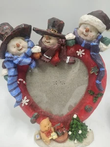Tres muñecos de nieve corazón marco de fotos de Navidad oso de colección árbol de Navidad  - Imagen 1 de 4