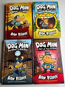4 Dog Man Hardcovers Dav Pilkey Kitties Brawl Fleas Ball Rolls Graphic Novels - Picture 1 of 4
