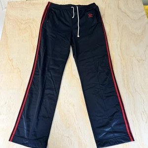 Pantaloni Adidas Track Vintage Uomo Taglia Large Nero Rosso Righe TreFoil Made USA - Foto 1 di 15