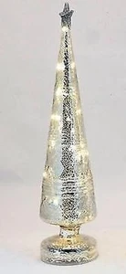 Illuminated Christmas Tree Made of Glass Silver Height 15 3/8in New Decoration - Picture 1 of 1