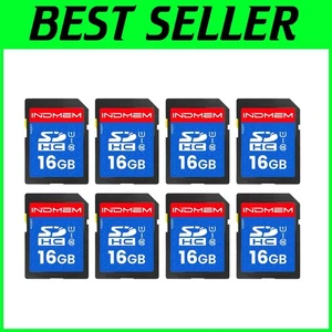 INDMEM 16GB SD Card 8 Pack - Class 10 Flash Memory Cards - Picture 1 of 9