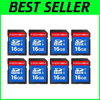 INDMEM 16GB SD Card 8 Pack - Class 10 Flash Memory Cards - Image 1 of 4