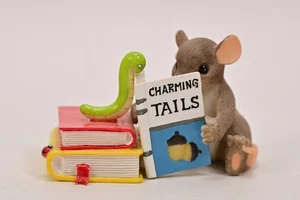 Fitz and Floyd Charming Tails YOU HELP ME LEARN Figurine 89/160 Mouse Books Worm - Picture 1 of 6