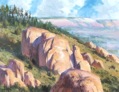 Pintura TOM HAAS 'Granite Ridge' óleo 11"x14" sur Arizona valle de las montañas Foto 1 de 2