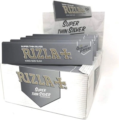 RIZLA SILVER KING SIZE SLIM ULTRA THIN CIGARETTE SMOKING ROLLING PAPERS ORIGINAL - Image 1 of 4
