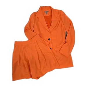 ASOS DESIGN SET Blazer e plissettato pantaloncini tasche arancione leggero donna taglia 4 - Foto 1 di 14