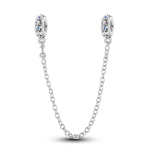 MULA 925 Sterling Silver DIY Charm Safety Chain Shining Star for Women Bracelet - Picture 1 of 5