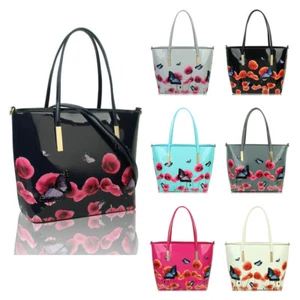 Borsa a tracolla donna nuova fantasia fiori papavero e farfalla - Foto 1 di 11