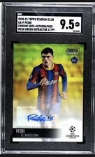 2020-21 Topps Stadium Club Chrome Pedri RC Neon Green Auto # /99 SGC 9.5