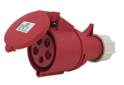 JCE 32 AMP 5 Pin Red 415V 3 Phase Industrial Connector Socket. IP44 Rated