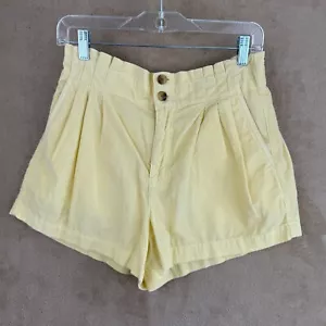 American Eagle Shorts Women 8 Yellow Corduroy High Waist Rolled Paper Bag Preppy - Picture 1 of 12
