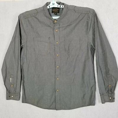 Third & Army Denim Co Band Collar Shirt ~ Striped Medium ~ Pocket Mistake? - Image 1 of 4