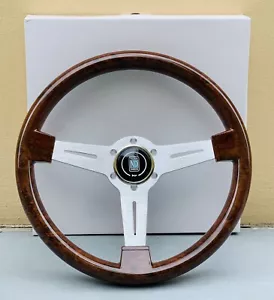 NARDI Classic 360mm Steering Wheel Mahogany Wood with Brushed Aluminum Finish - Picture 1 of 8