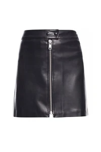 AllSaints Black Lena Faux Leather Skirt WL045P - Size UK 10 EU 38 US 6 - Picture 1 of 7