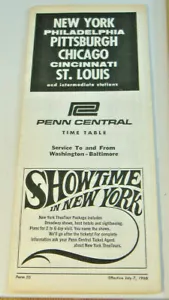 Penn Central Railroad~horario~efectivo 7 de julio de 1968 - Imagen 1 de 4