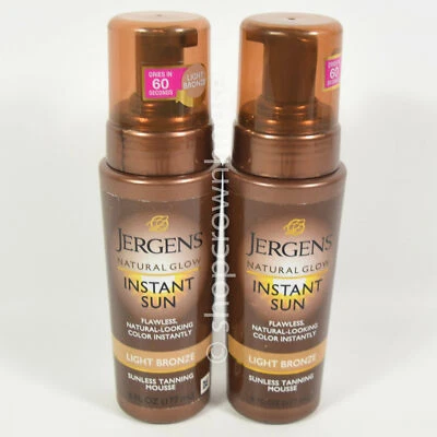 2 Jergens Natural Glow INSTANT SUN Sunless Tanning Mousse LIGHT BRONZE 6 fl oz - Image 1 of 3