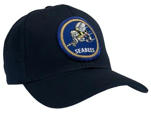 Gorra de bola de sombrero de los Seabees de la Marina de los EE. UU. azul oscuro 100 % algodón estructurado - Imagen 1 de 4