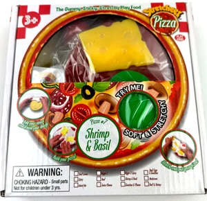 Stretcheez Pizza Camarones Albahaca Juego Comida para Niños Elástica Fingir Comida Toppings - Imagen 1 de 5