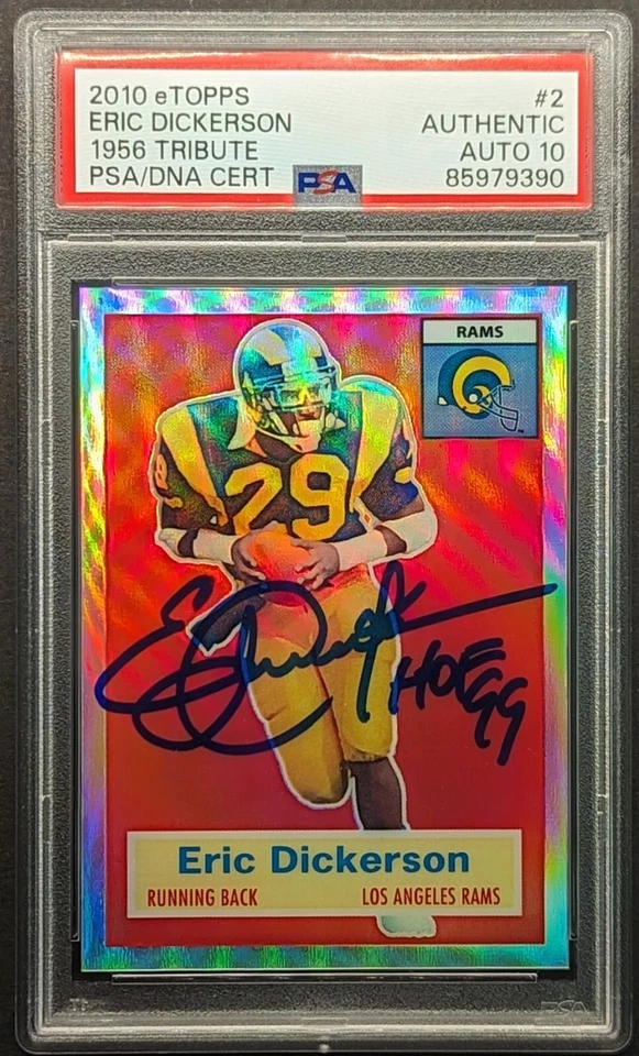 ERIC DICKERSON Auto 2010 eTopps 1956 Tribute Refractor PSA Authenticated SP /799 - Image 1 of 4