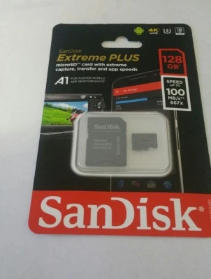 SanDisk Extreme 128GB 100MB/S Class 10 Micro SD MicroSDXC UHS-I U3 Memory Card - Image 1 of 2