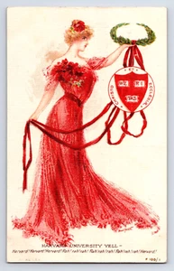 Harvard University Pretty Lady 1910 Einladung auf Rückseite Rotograph Co NY Postkarte - Bild 1 von 2