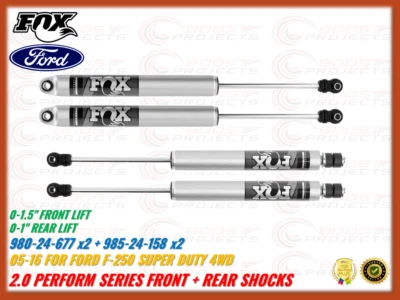 Amortiguadores delanteros y traseros Fox 2.0 Performance Series para 05-16 F-250 Super Duty 4x4 Foto 1 de 4