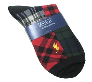 Ralph Lauren Damen Socken Baumwollmischung Patchwork kariert schwarz rot grün weiß - Bild 1 von 1