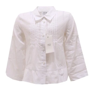0796T camicia bimba ARMANI JUNIOR cotone bianco manica lunga shirt kid - Picture 1 of 4