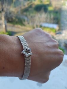 PANDORA bracelet Maille Plate charms Étoile Stars ARGENT MASSIF 925
