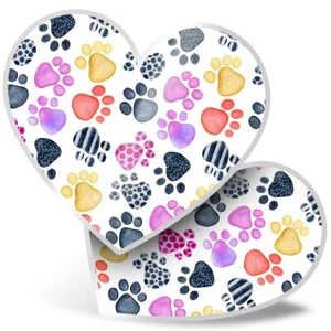 2 x Herz Aufkleber 15 cm - Pfotenabdrücke Katze Hund Kätzchen Welpe Tierarzt Haustier #8157 - Bild 1 von 8