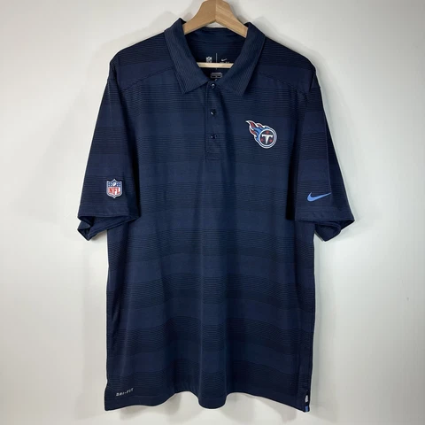 Nike Dri Fit Tennessee Titans NFL OnField Polo Shirt Striped Blue Mens XL Cover