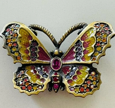 Broche Mariposa Jay Strongwater Rosa Cristal Swarovski Multicolor Esmaltado Foto 1 de 4