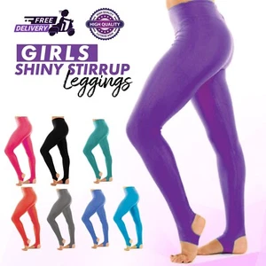 Girls Stirrup Leggings Sports School Dance Ballet or Gymnastics Workout Pants - Picture 1 of 9